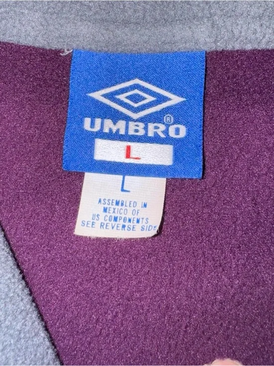 VTG Umbro Purple & Grey Quarter Zip Fleece Sweater Men’s Large Streetwear Y2K - Picture 7 of 7